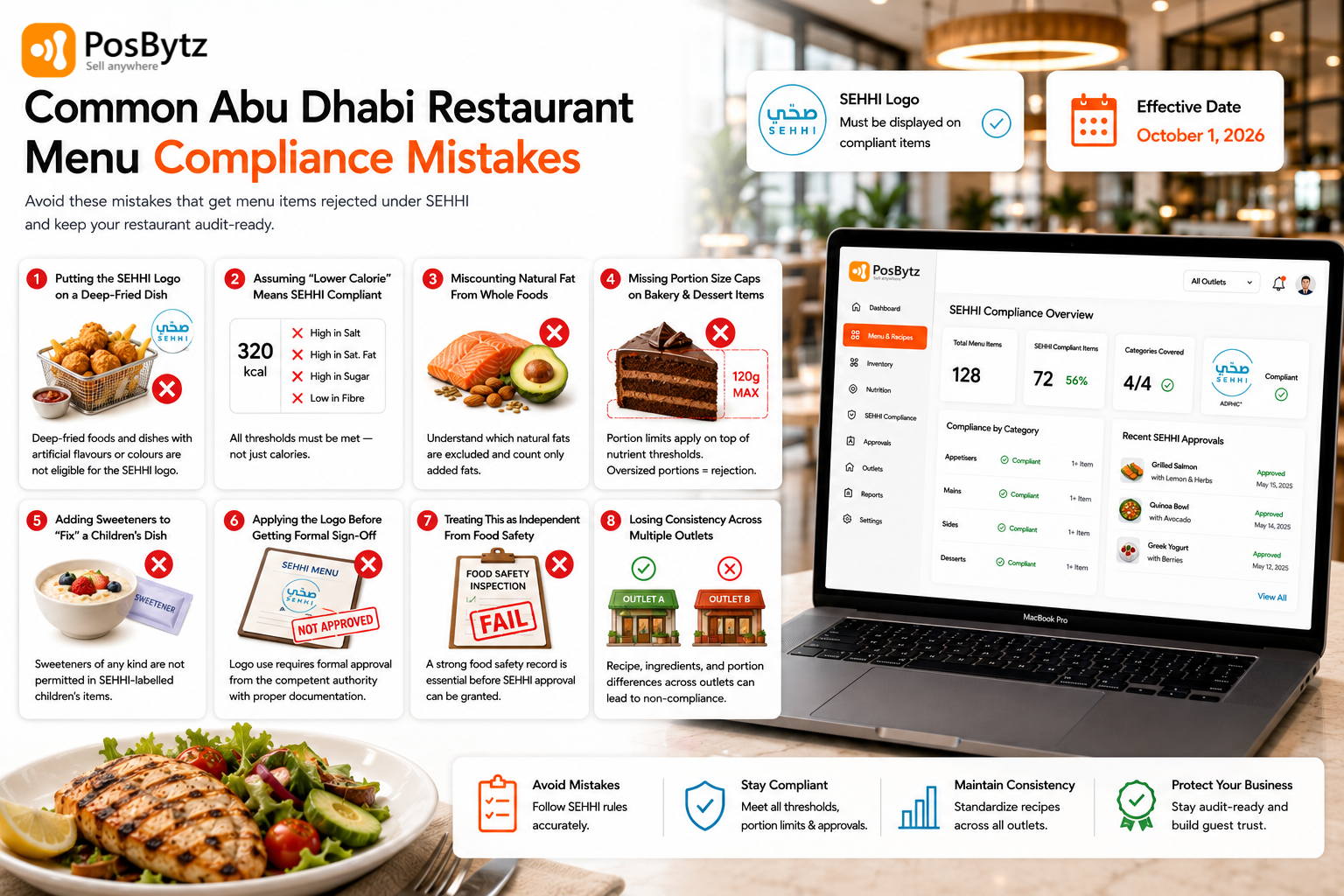 Abu Dhabi restaurant menu compliance mistakes under the SEHHI standard
