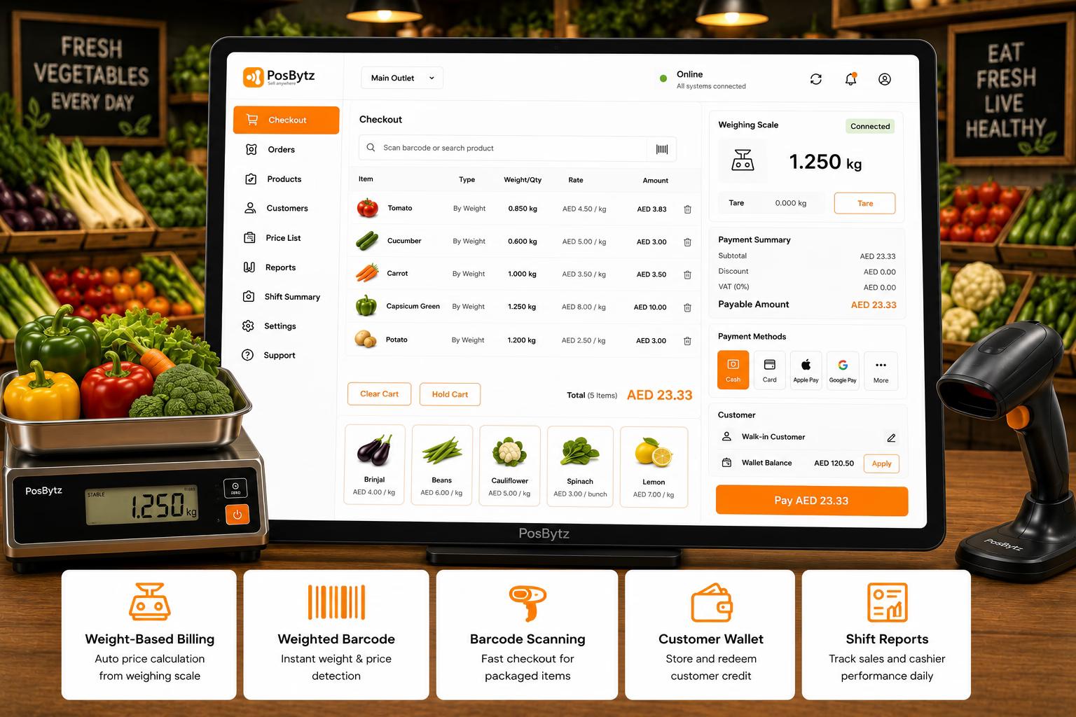 Vegetable Store fast checkout Billing Software