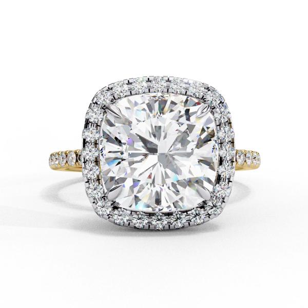 2.5 Carat Cushion Square & Round Diamond Engagement Ring detail 1