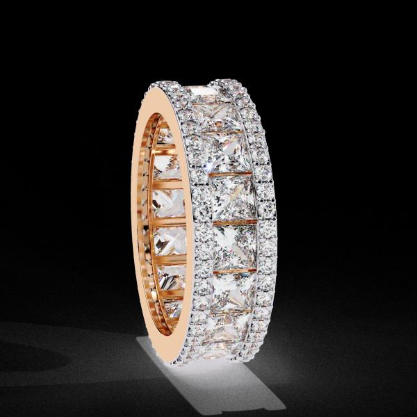 3.54 Carrat Princess Cut Channel Set Eternity Band Ring detail 4