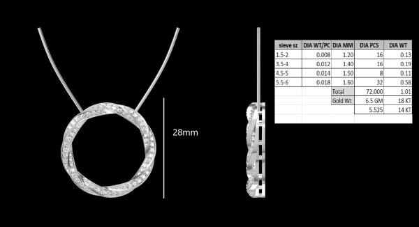 Round Shaped Minimal Diamond Pendant detail 3