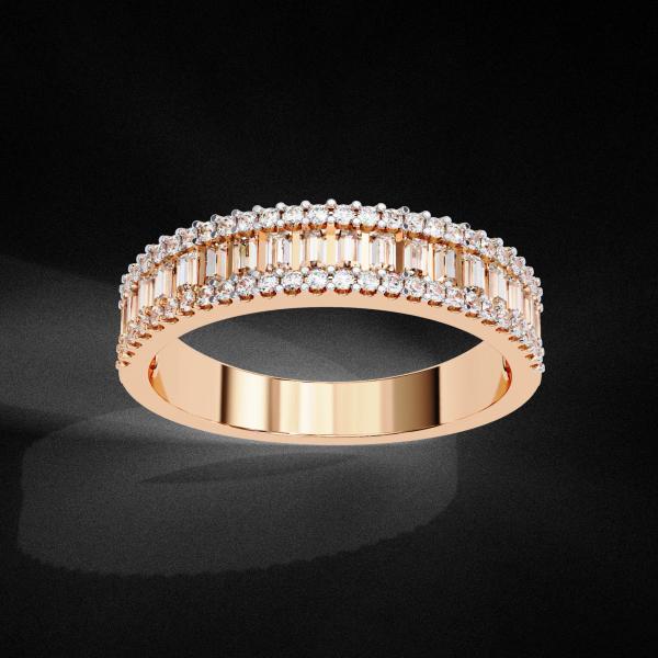 0.60 Carrat Bagguette & Round Cut Diamond Aura Ring detail 7
