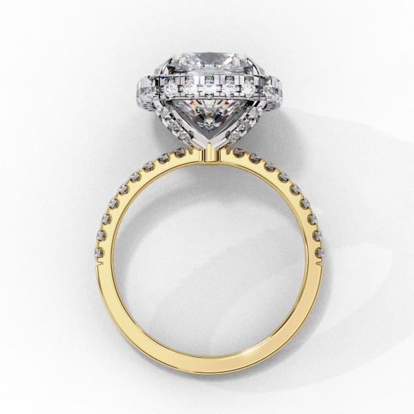 2.5 Carat Cushion Square & Round Diamond Engagement Ring detail 2