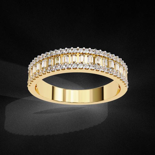 0.60 Carrat Bagguette & Round Cut Diamond Aura Ring detail 2