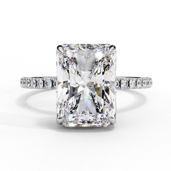 5.38 Carat Radiant & Round Cut Diamond Ring detail 5