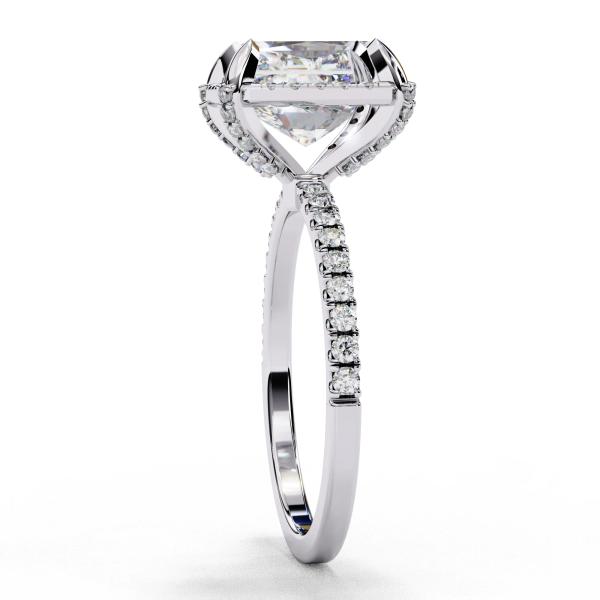 3 Carat Radiant & Round Cut Diamond Engagement Ring detail 5