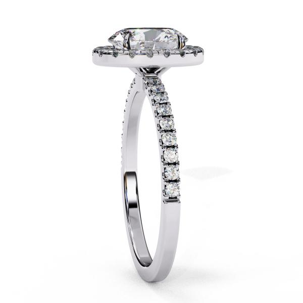 1.09 Carat Oval & Round Cut Diamond Engagement Ring detail 6