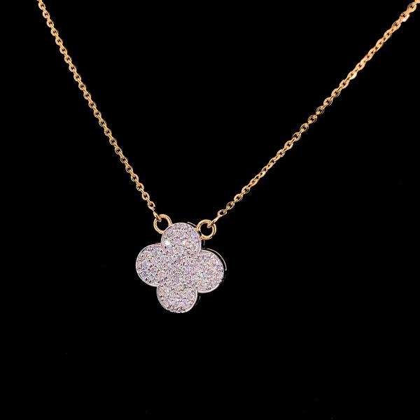 Van Cleef Inspired Clover Diamond Pendant detail 2