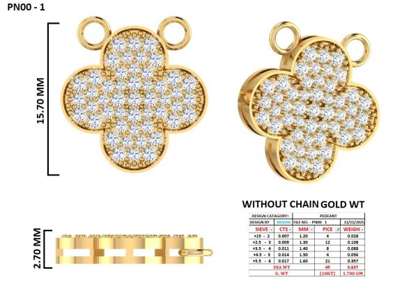 Van Cleef Inspired Clover Diamond Pendant detail 3