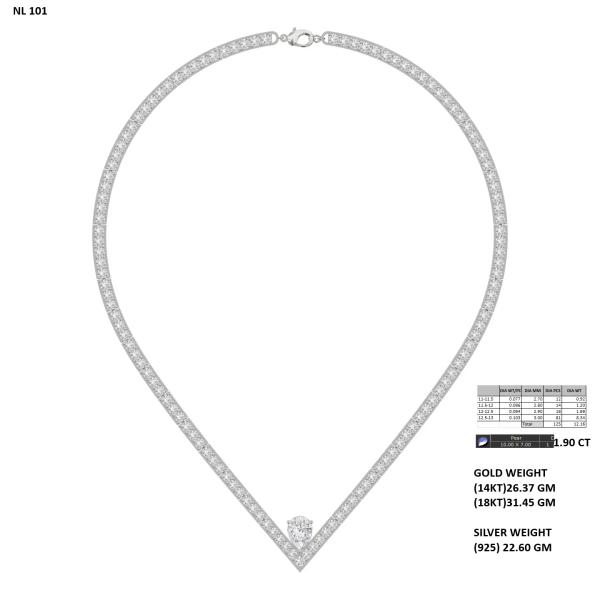 Iris Set Pear Shaped Diamond Necklace detail 3