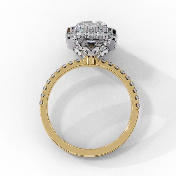 2.18 Carat Emerald & Round Cut Diamond Engagement Ring detail 2