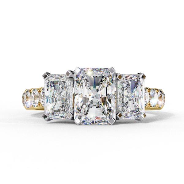 1.32 Carat Radiant & Round Cut Diamond Engagement Ring detail 3