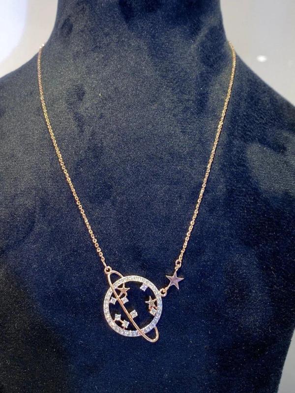 Celestial Saturn Diamond Pendant detail 1