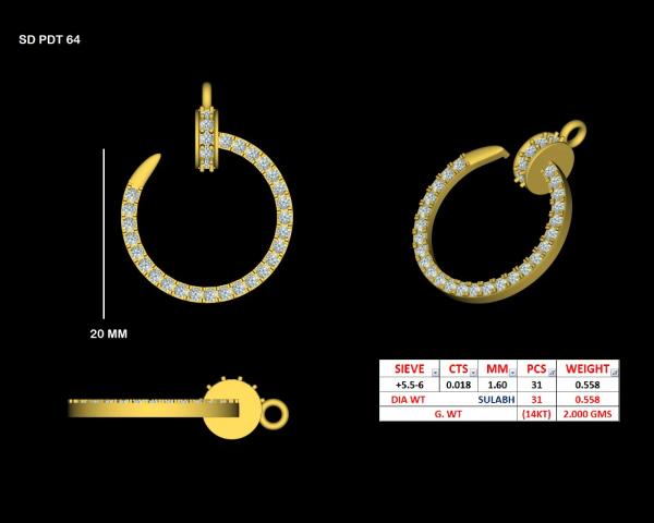 Defined Nail Diamond Pendant detail 2