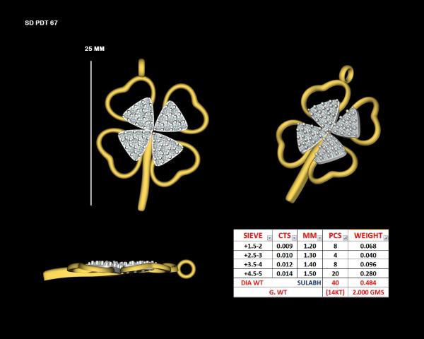 Beautiful Floral Diamond Pendant detail 2