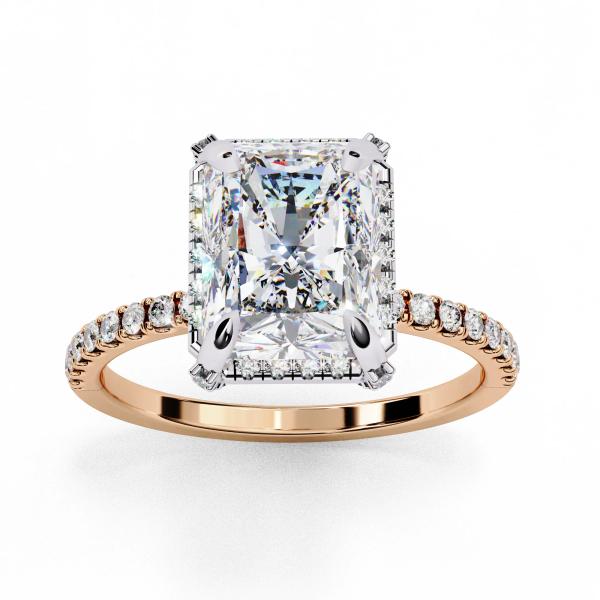 3 Carat Radiant & Round Cut Diamond Engagement Ring detail 9