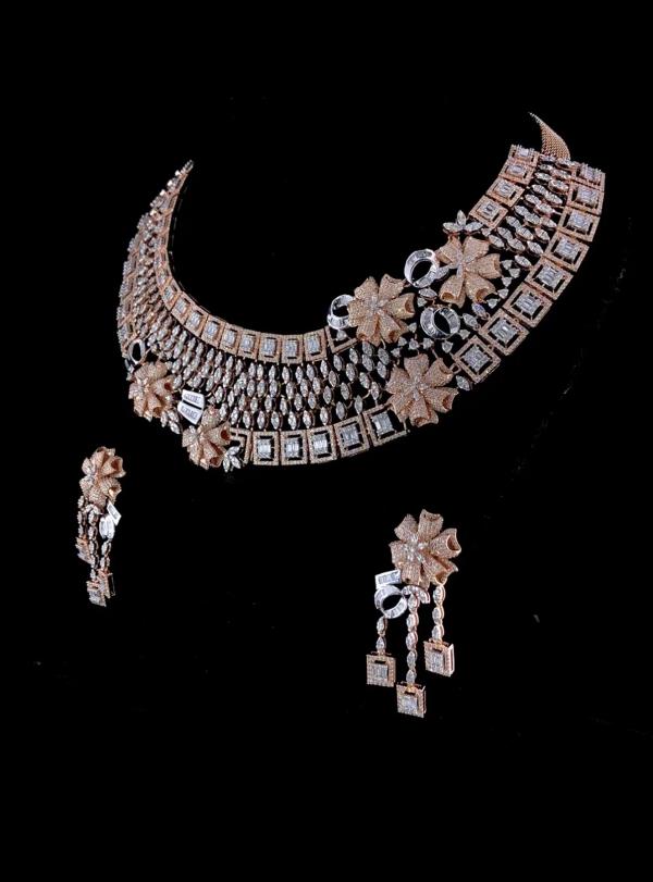 Diamond Dew Rose Gold Diamond Necklace Set detail 2