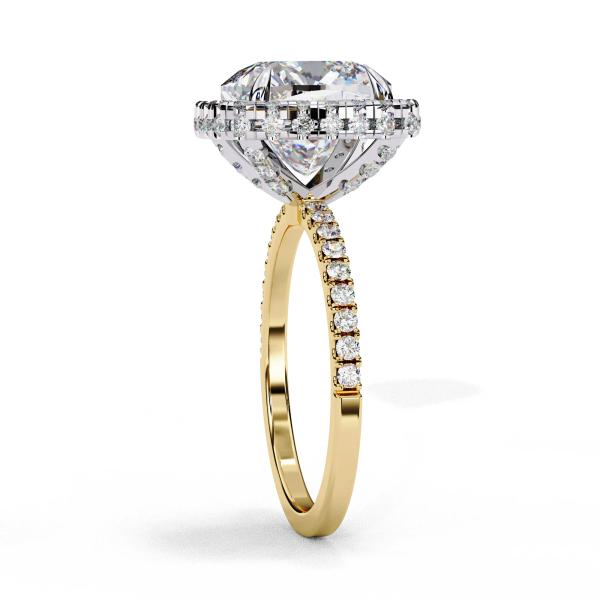 2.5 Carat Cushion Square & Round Diamond Engagement Ring detail 3