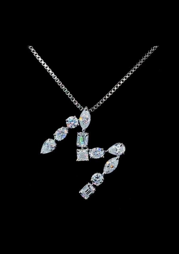 Alphabet “M” Personalized Diamond Pendant detail 1