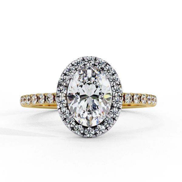 1.09 Carat Oval & Round Cut Diamond Engagement Ring detail 1