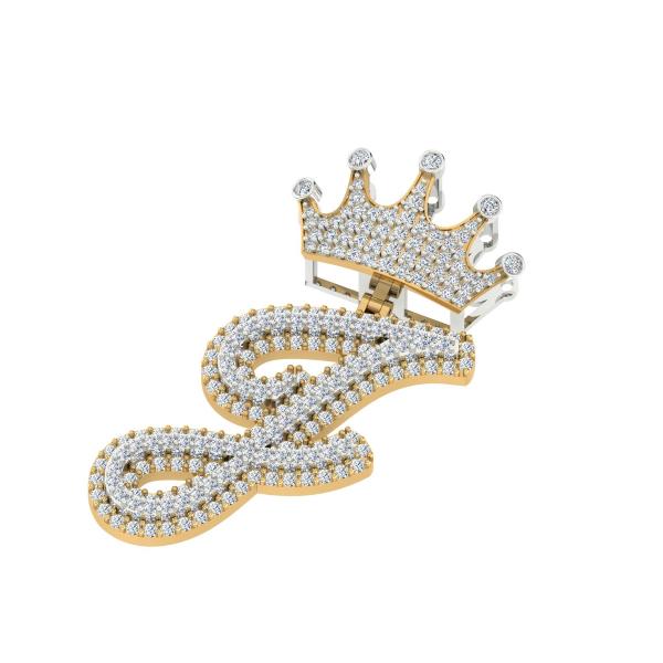 Alphabet F Crown Pendant detail 2