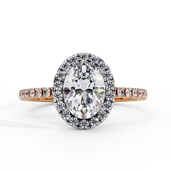 1.09 Carat Oval & Round Cut Diamond Engagement Ring detail 8