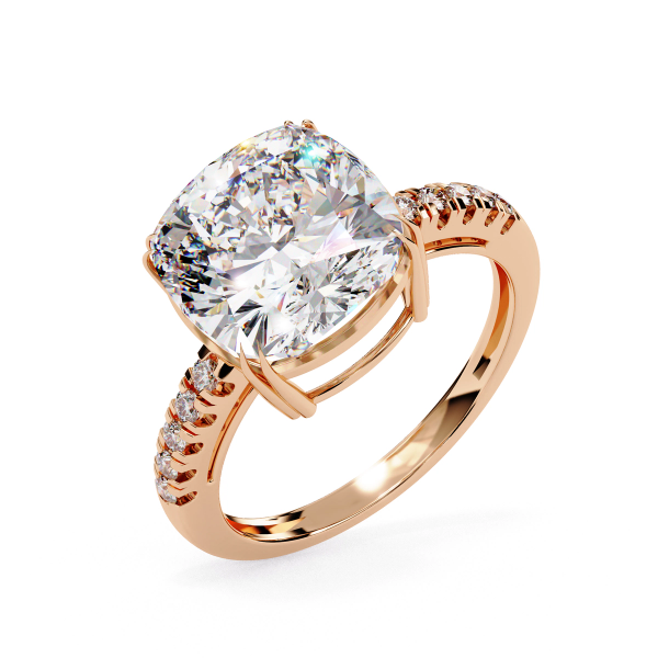 5.23 Carat Cushion Diamond & Round Cut Diamond Engagement Ring detail 8