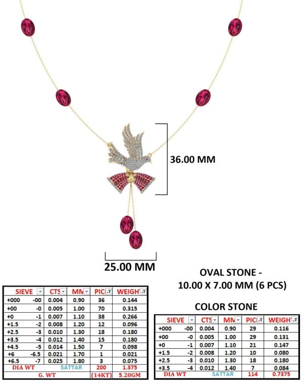 Divine Ruby Bird Diamond Necklace Set detail 2