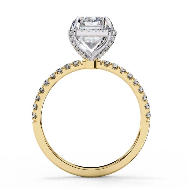 3 Carat Radiant & Round Cut Diamond Engagement Ring detail 1