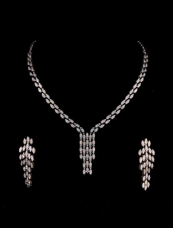 Pure Grace Marquise & Round Cut Diamond Necklace Set detail 1