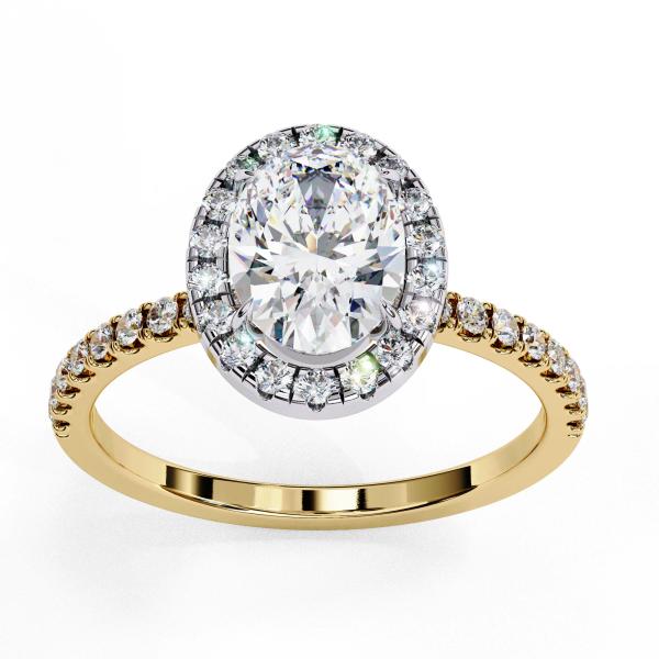1.09 Carat Oval & Round Cut Diamond Engagement Ring detail 4
