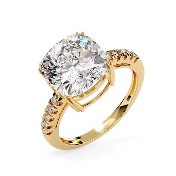 5.23 Carat Cushion Diamond & Round Cut Diamond Engagement Ring detail 3