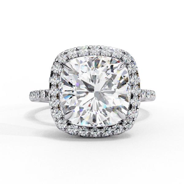 2.5 Carat Cushion Square & Round Diamond Engagement Ring detail 4