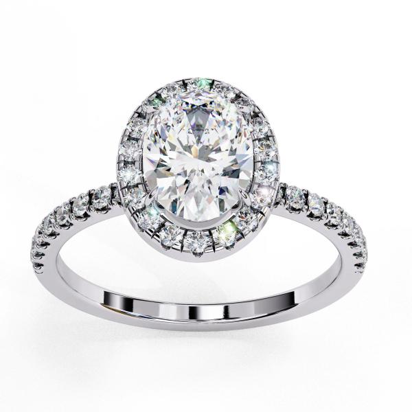 1.09 Carat Oval & Round Cut Diamond Engagement Ring detail 7
