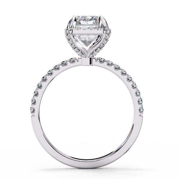 3 Carat Radiant & Round Cut Diamond Engagement Ring detail 4