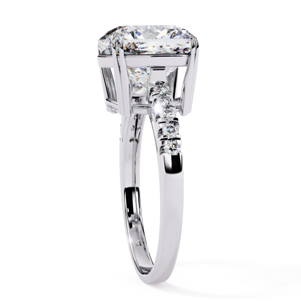 5.23 Carat Cushion Diamond & Round Cut Diamond Engagement Ring detail 6