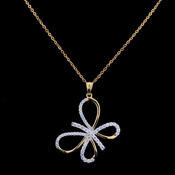 Modern Butterfly Diamond Pendant detail 1