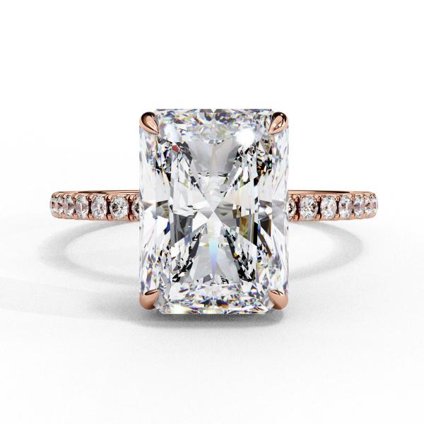 5.38 Carat Radiant & Round Cut Diamond Ring detail 8