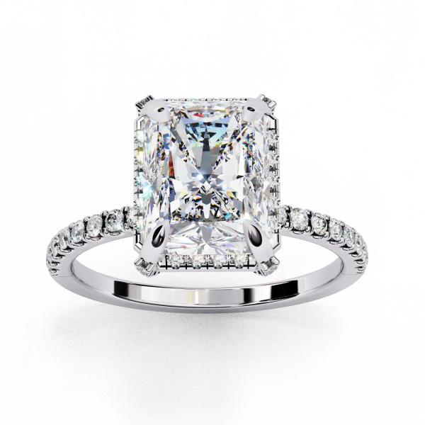 3 Carat Radiant & Round Cut Diamond Engagement Ring detail 6