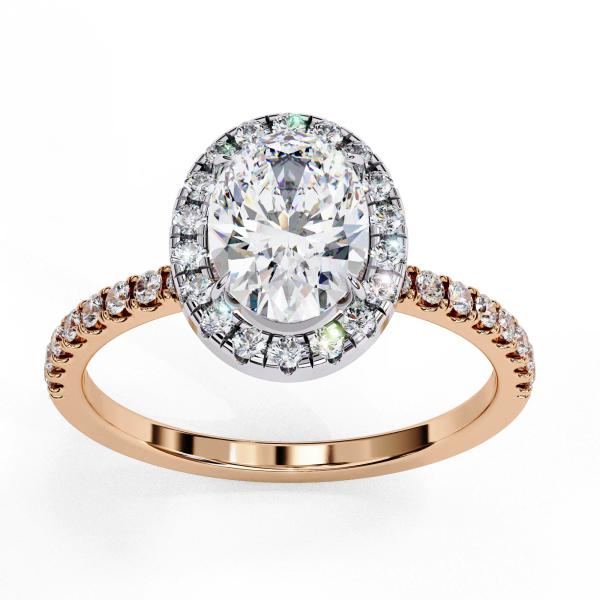 1.09 Carat Oval & Round Cut Diamond Engagement Ring detail 11