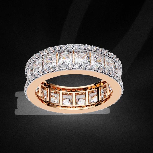 3.54 Carrat Princess Cut Channel Set Eternity Band Ring detail 5