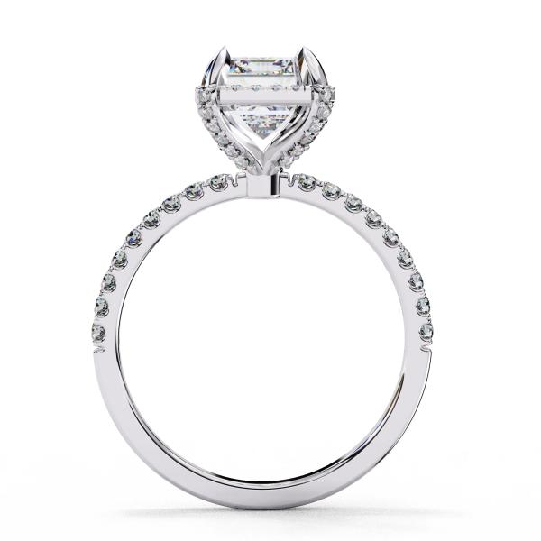 2.46 Carat Emerald & Round Cut Diamond Engagement Ring detail 4