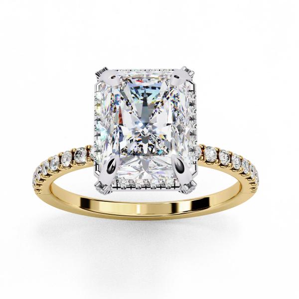 3 Carat Radiant & Round Cut Diamond Engagement Ring detail 3