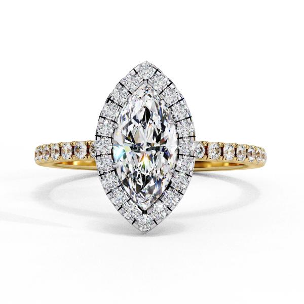 0.82 Carat Marquise & Round Cut Diamond Engagement Ring detail 1