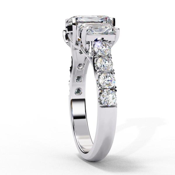 1.32 Carat Radiant & Round Cut Diamond Engagement Ring detail 5