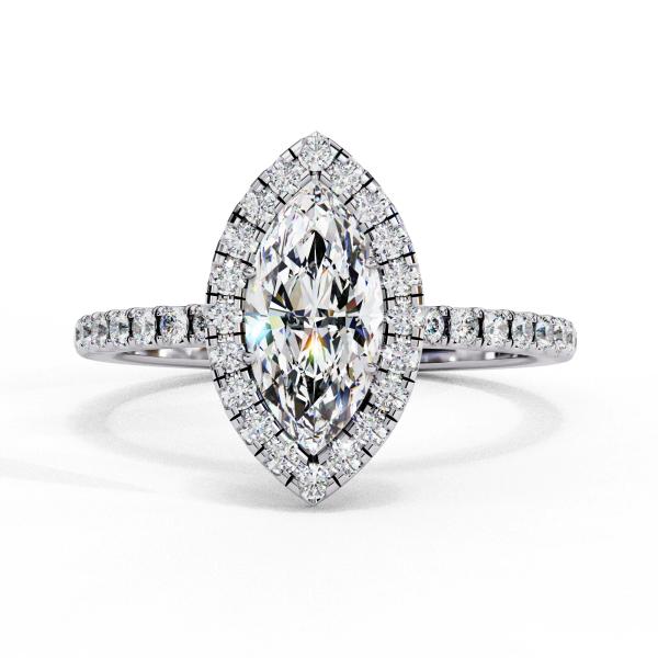 0.82 Carat Marquise & Round Cut Diamond Engagement Ring detail 4
