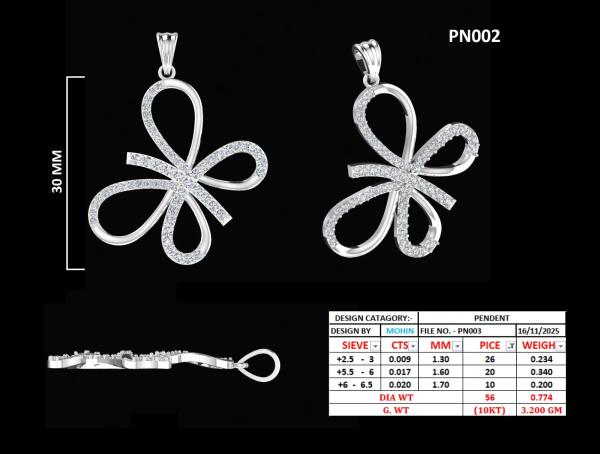 Modern Butterfly Diamond Pendant detail 3