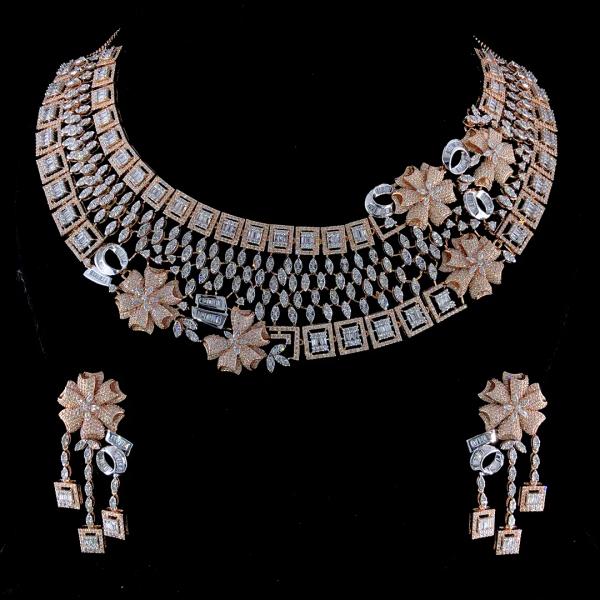 Diamond Dew Rose Gold Diamond Necklace Set detail 1