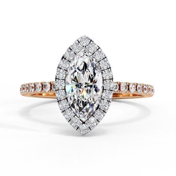 0.82 Carat Marquise & Round Cut Diamond Engagement Ring detail 7