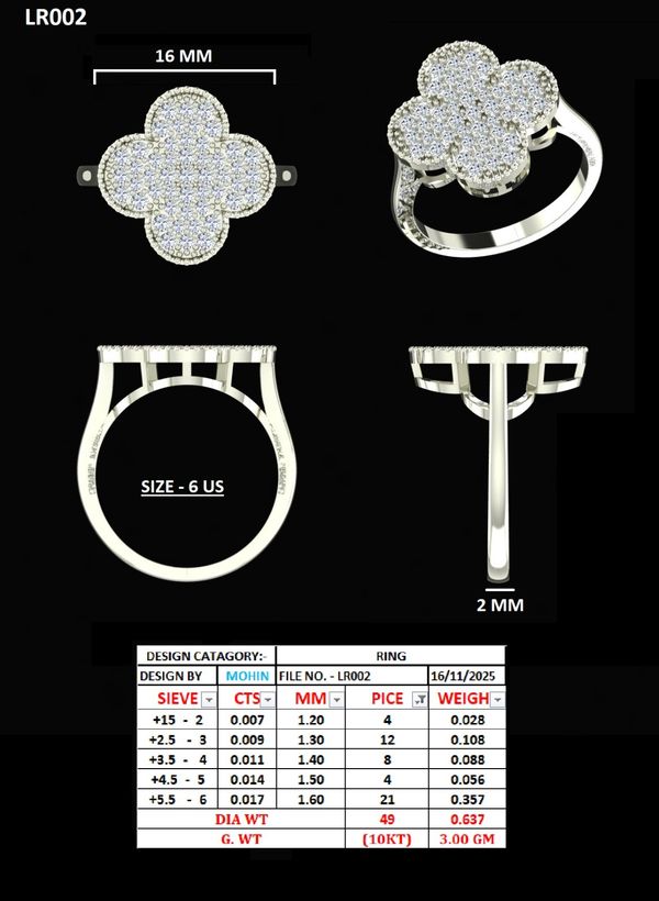 0.63 Round Cut Diamond Clove Ring detail 3